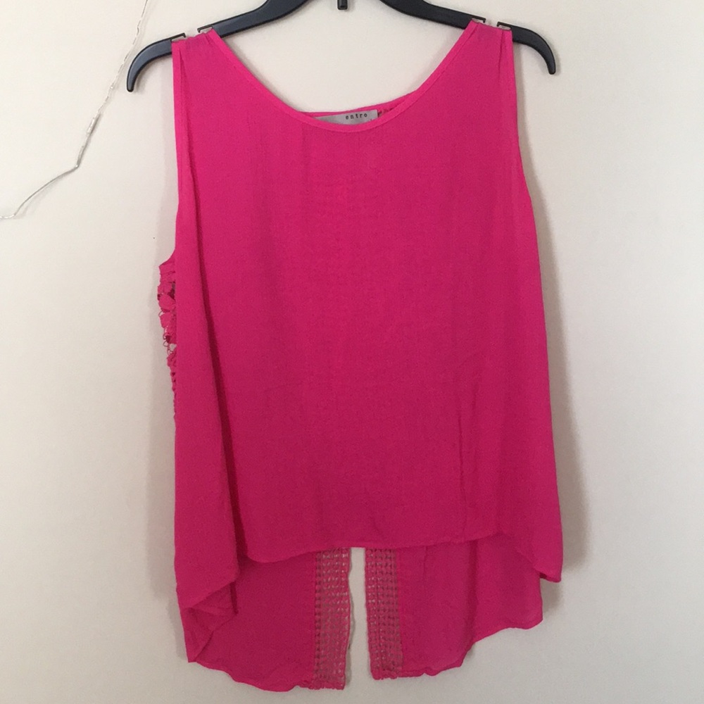 Super cute hot pink open back tank